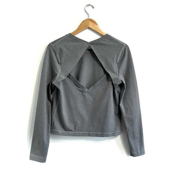 Lululemon Back Up Long Sleeve athleisure shirt grey cut out back soft stretchy - Picture 3 of 9